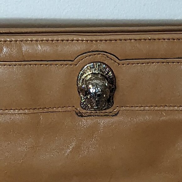 Vintage Lion Head Leather Ruth Saltz Shoulder Tote Bag Gold Tone Hardware - Picture 5 of 15